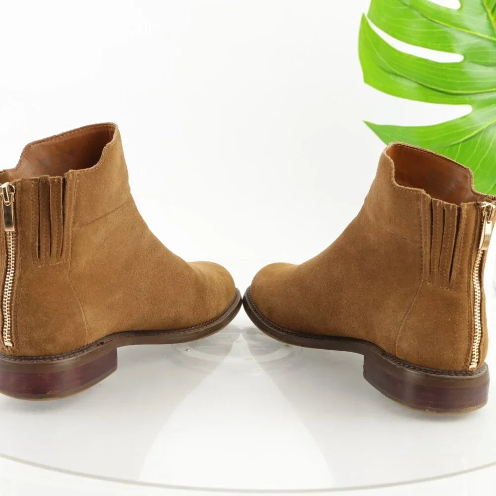 Franco Sarto Womens Hawk Boots Size‎ 10 Camel Tan Suede Booties Low Block Heel
